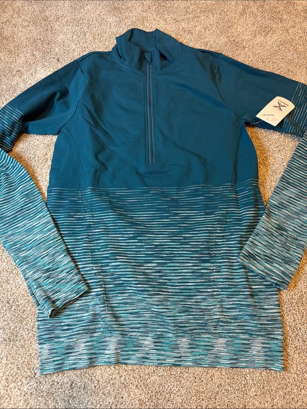 Teal Quarter-Zip Performance Sweater